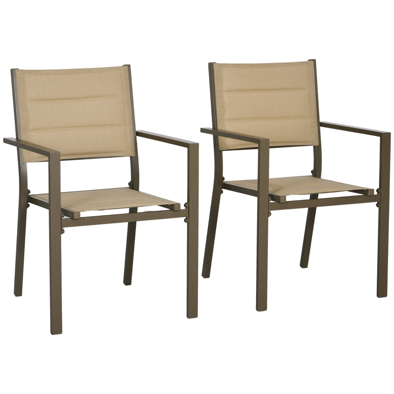 Khaki Aluminium Stackable Garden Chairs Set of 2