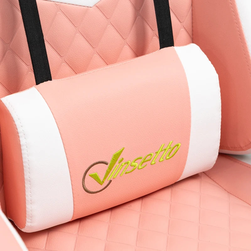 Vinsetto Pink Gaming Chair - Ergonomic Computer Desk Chair with Lumbar Support, Headrest & Swivel Wheels for Home Office