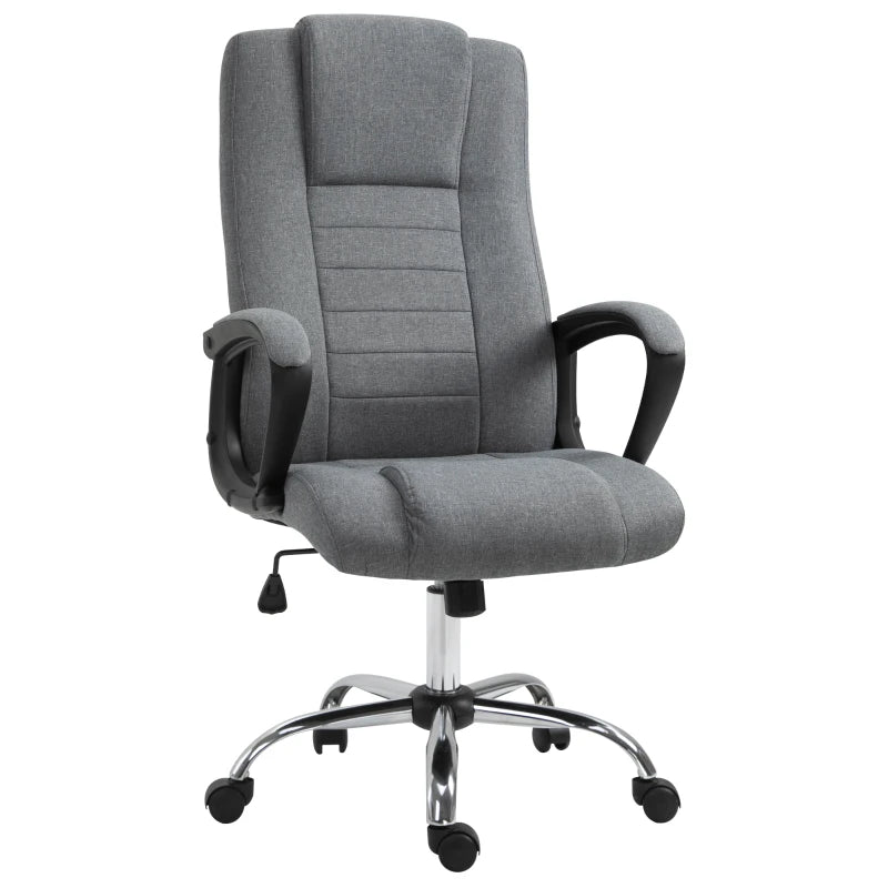 Vinsetto Dark Grey Linen-Look Swivel Office Chair - Ergonomic Design, Adjustable Height, Modern Home & Office Furniture
