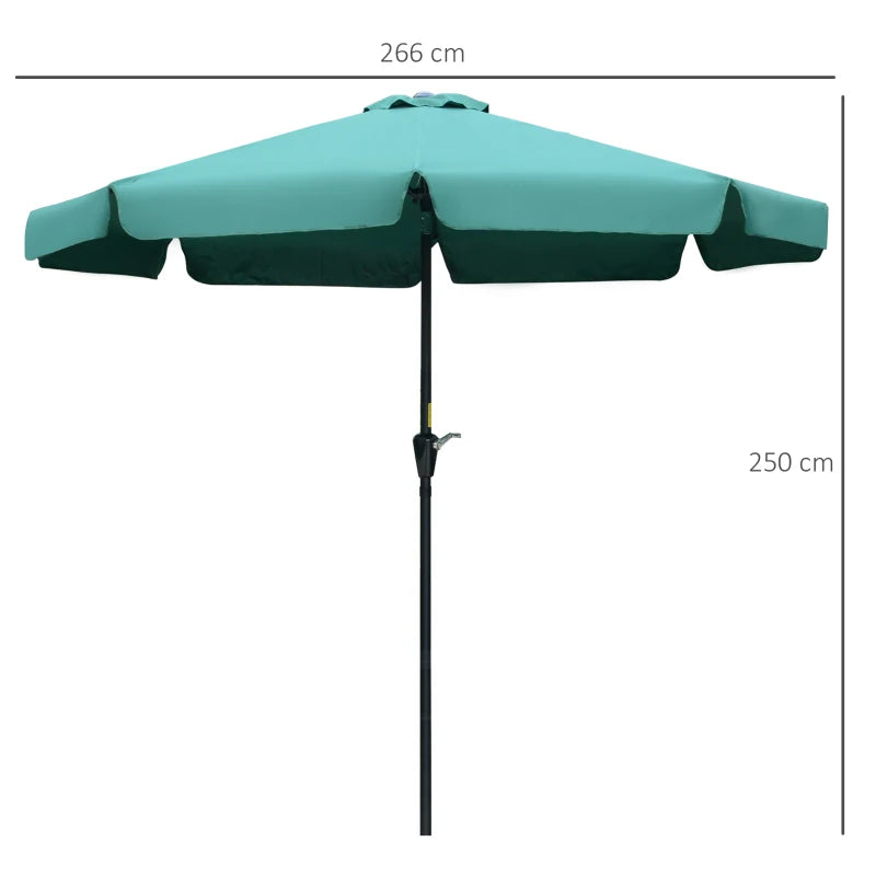 Green 2.7m Patio Garden Umbrella with Tilt and Crank