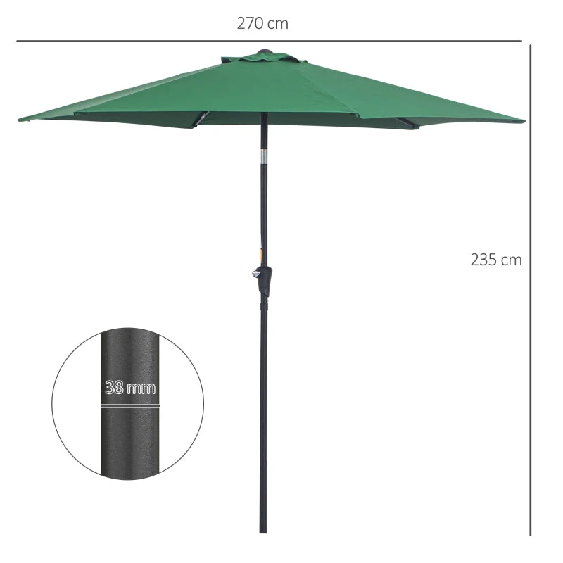 Green 2.6M Tilt Crank Garden Parasol Umbrella