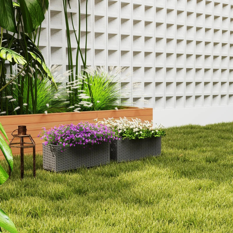 grey rattan plant pots Set of Two Grey Rattan-Effect Planters