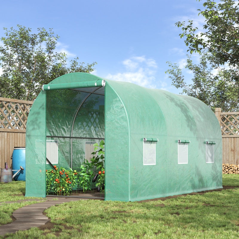 Green Walk-in Polytunnel Garden Greenhouse 4x2x2m - Galvanised Steel Frame