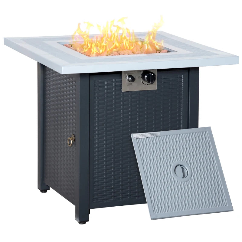 71x71cm 40000 BTU Gas Fire Pit Table - Stylish Black/Grey Outdoor Heating Solution for Patios & Backyards
