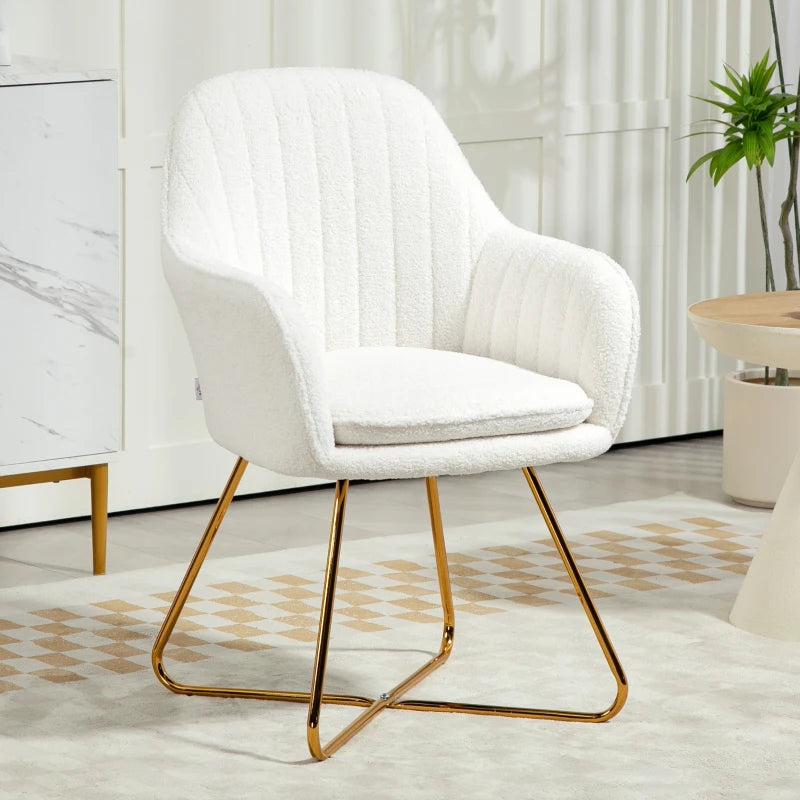 Set of Two Cream Sherpa Fleece Dining Chairs for Stylish Home Decor