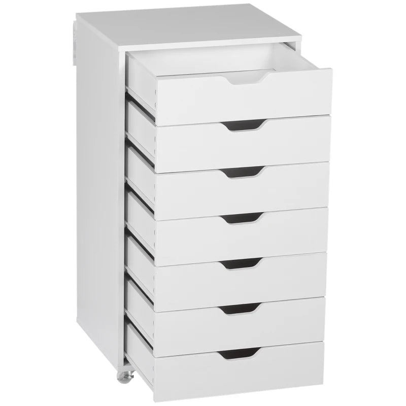 Vinsetto White Seven-Drawer Filing Cabinet on Wheels - Stylish Storage Solution for Home Office Organization