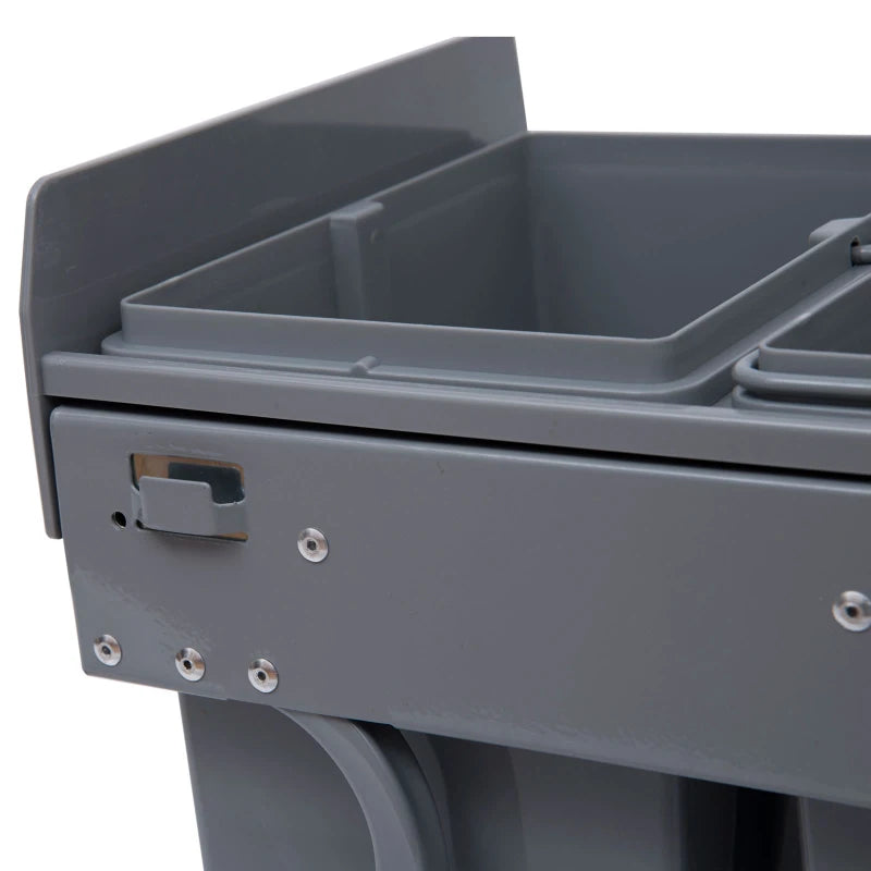 40L Pull Out Kitchen Recycling Bin with Soft Close - Grey Trash Can (1x20L + 2x10L) for Cabinets