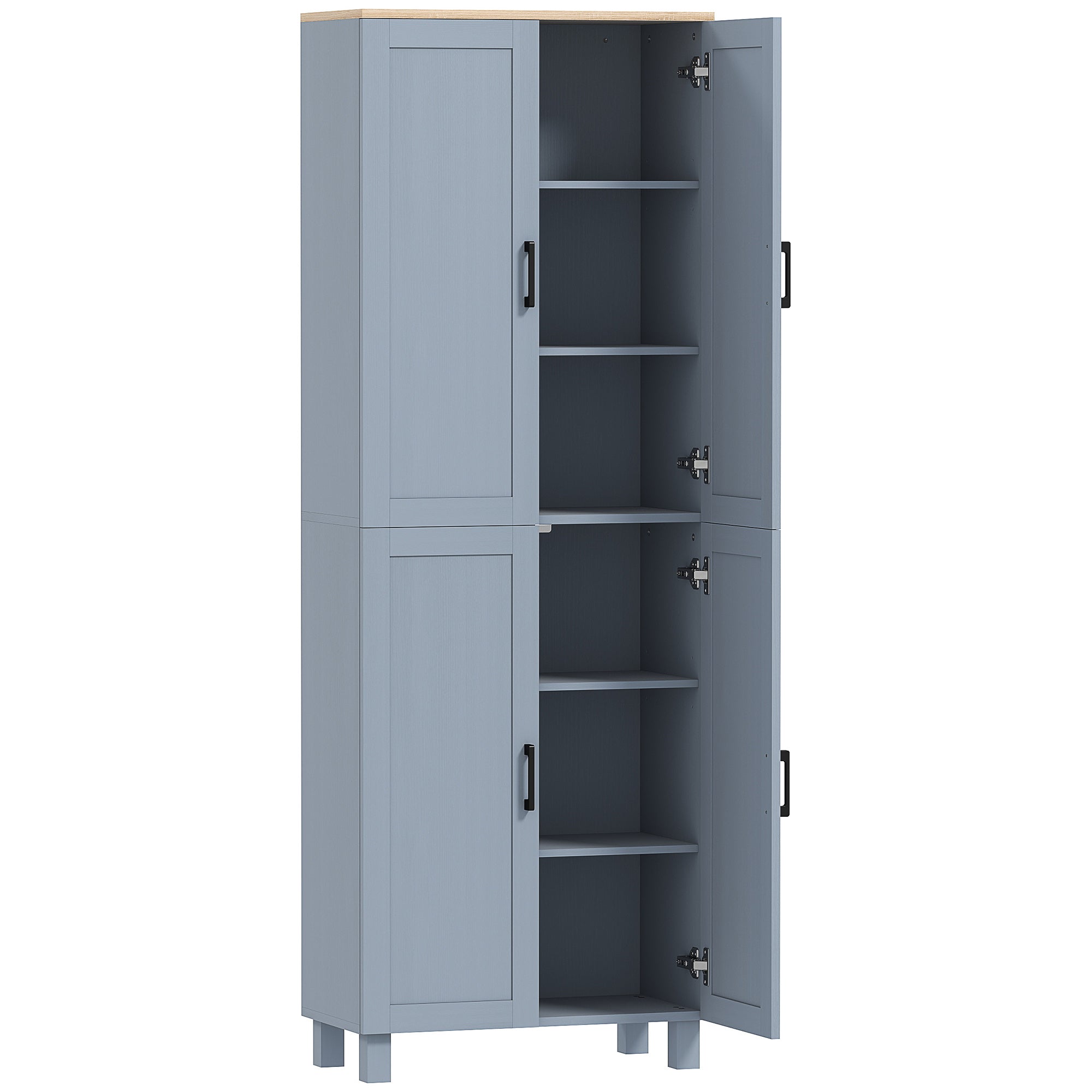 170cm Slim Kitchen Pantry Cupboard – Transform Cluttered Kitchens into Organised, Space-Saving Storage with 6 Adjustable Shelves & 4 Doors