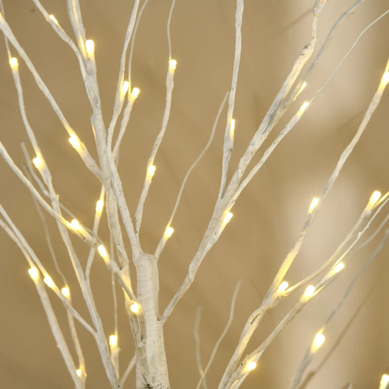 6ft Pre-Lit Artificial White Birch Tree with Warm White LED Lights - Indoor & Outdoor Decorative Lighting