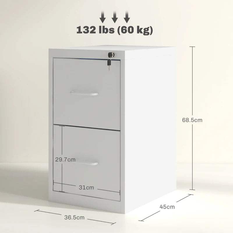 Modern Two-Drawer Cream Steel Filing Cabinet - Stylish Office Storage Solution for Organizing Documents and Files