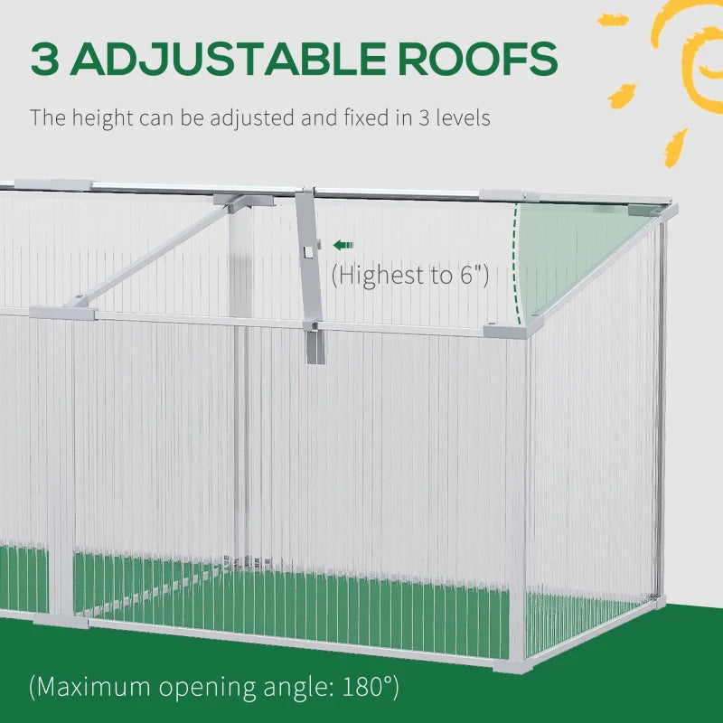 Green Polycarbonate Raised Bed Greenhouse 180x51x51cm