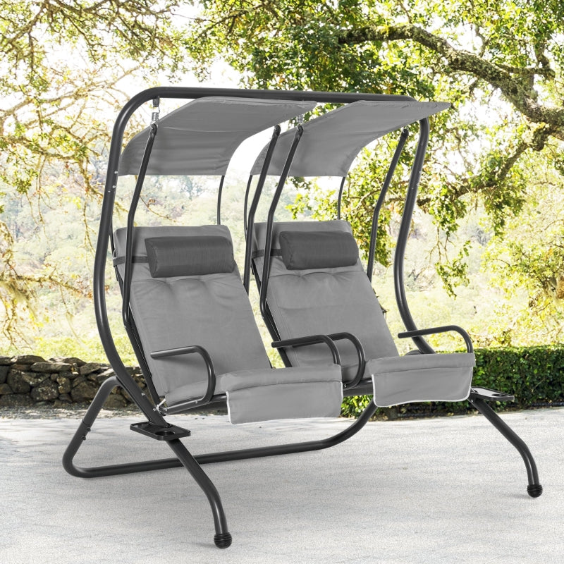 Grey Canopy Swing with 2 Relax Chairs and Removable Canopy