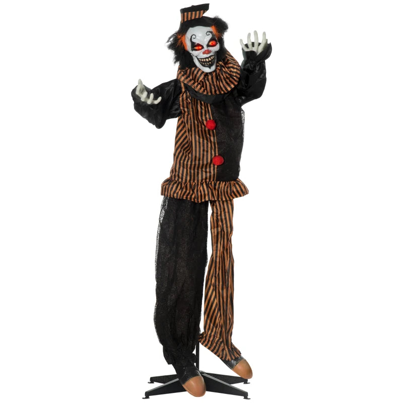 67" Life Size Animated Talking Circus Clown - Outdoor Halloween Decoration with Light Up Eyes & Laughter Prop