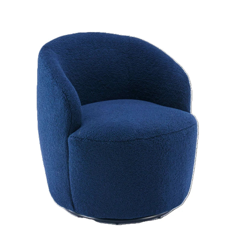 Ergonomic Dark Blue Swivel Armchair with 360° Rotation for Living Room, 64x64x71 cm