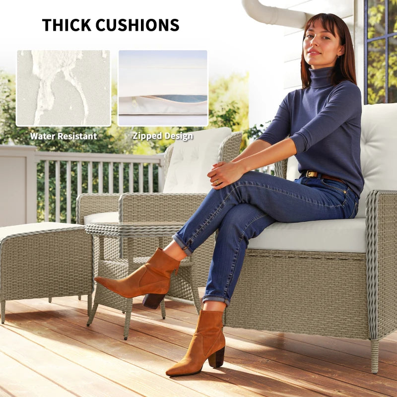 Five-Piece Light Grey Reclining Rattan Chair Set for Outdoor Relaxation