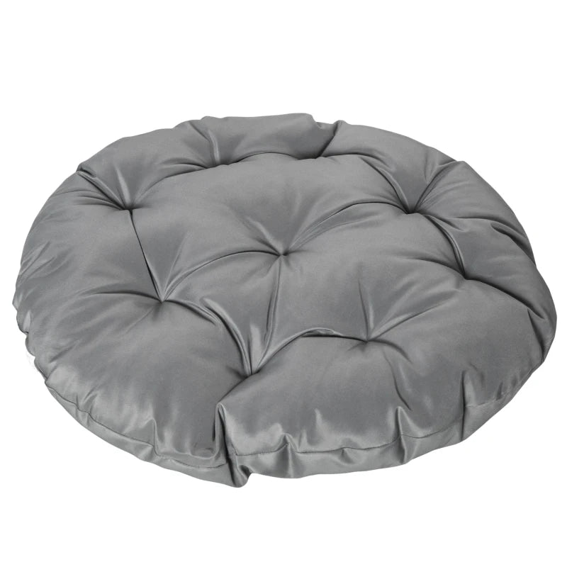 Grey Swivel Rattan Moon Bowl Chair with Padded Cushion