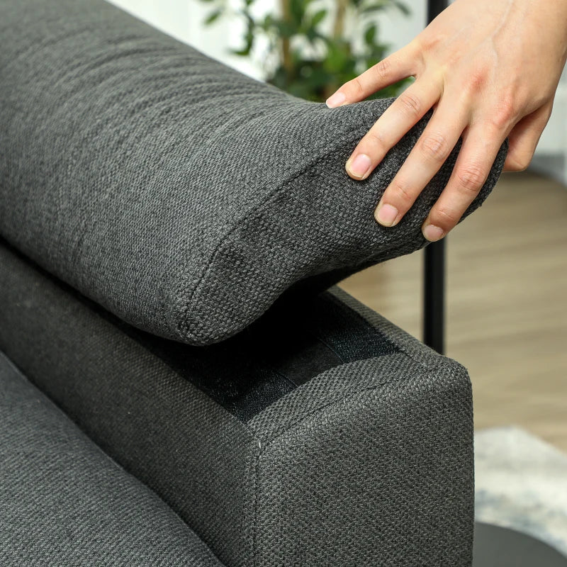 Fabric 2-Seater Click Clack Sofa Bed with Pocket Springs, Cushions and Side Pockets for Living Room, Charcoal Grey