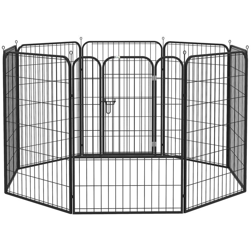 8 Panels Heavy Duty Puppy Playpen for Large & Medium Dogs - Indoor/Outdoor Use, Black Pet Play Yard