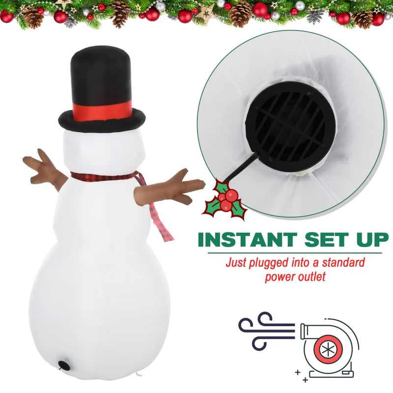 6ft Giant Inflatable Snowman Christmas Decoration with LED Lights - Cute Family Fun for Indoor & Outdoor Holiday Decor