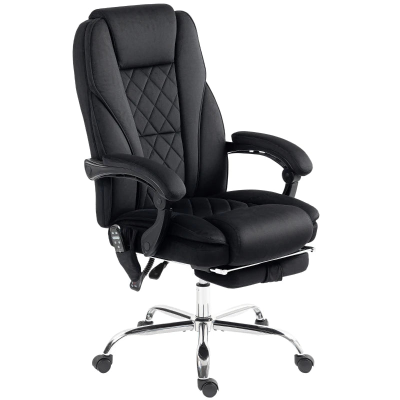 Vinsetto Heated Reclining Massage Office Chair with Adjustable Height & Footrest - Ergonomic Black Computer Chair