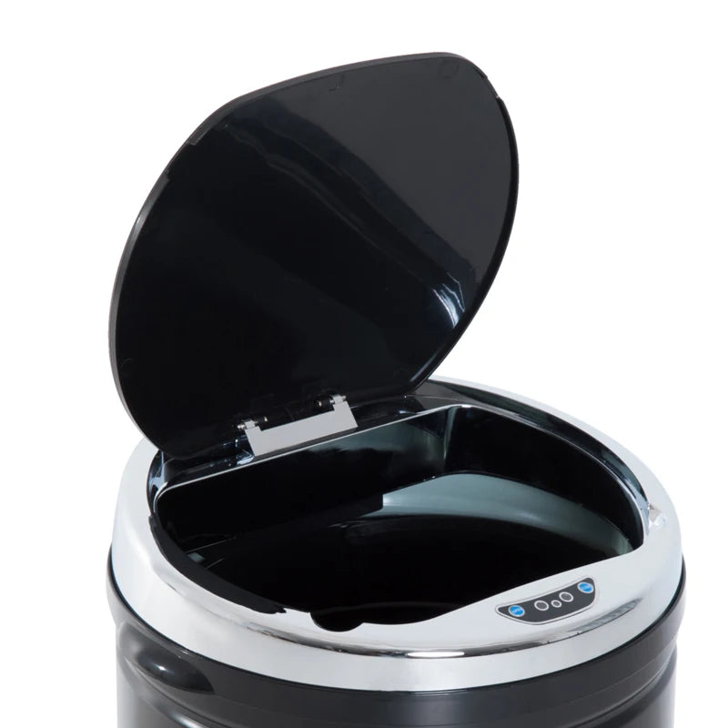 42L Stainless Steel Sensor Bin - Automatic Touch Trash Can with Soft Close & Inner Bucket - Black Kitchen Dustbin