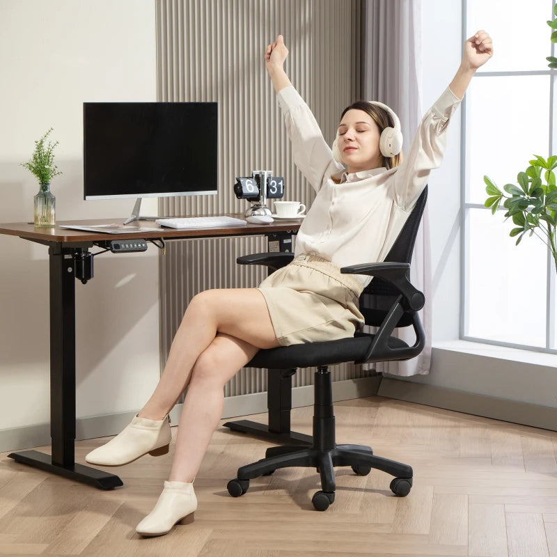 Breathable Mesh Ergonomic Office Chair with Flip-up Armrests and Lumbar Support for Home and Office Black