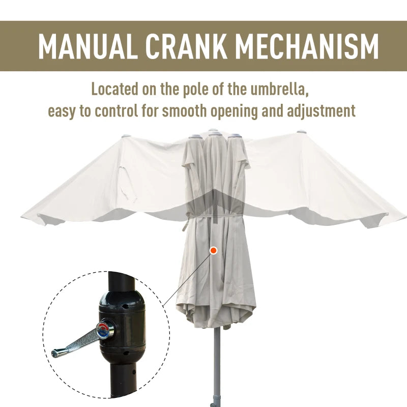 Khaki Double-sided Crank Sun Umbrella Canopy - 4.6M