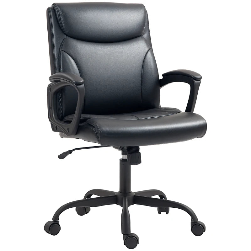 Executive Office Chair Faux Leather Desk Chair Height Adjustable Swivel Wheels Tilt Function Computer Chair for Home Office Study Room Black