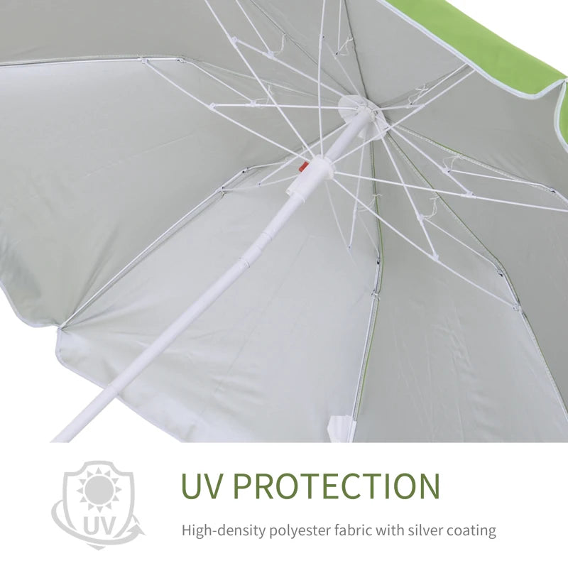 Green Portable Beach Umbrella with Tilting Function