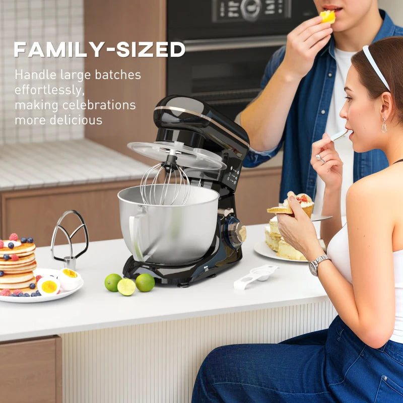 Premium 1300W Black Kitchen Stand Mixer with Accessories - Versatile Baking & Cooking Tool for Home Chefs