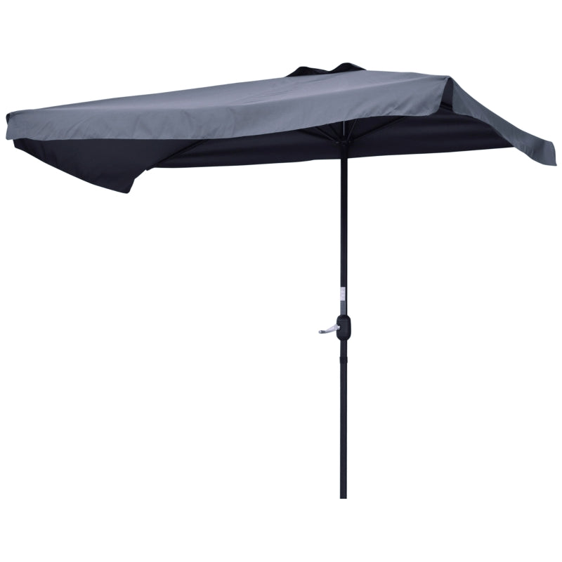 Grey 2.3m Half Round Patio Umbrella with Crank Handle - No Base