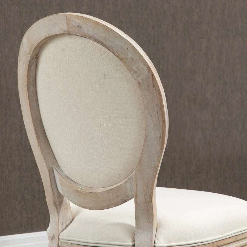 Set of 2 Cream French-Inspired Wooden Dining Chairs - Elegant Rustic Furniture for Dining Room or Kitchen