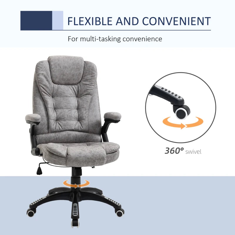 Vinsetto Ergonomic Office Chair - Comfortable Grey Desk Chair with Adjustable Height, Armrests, Reclining & Tilt Function