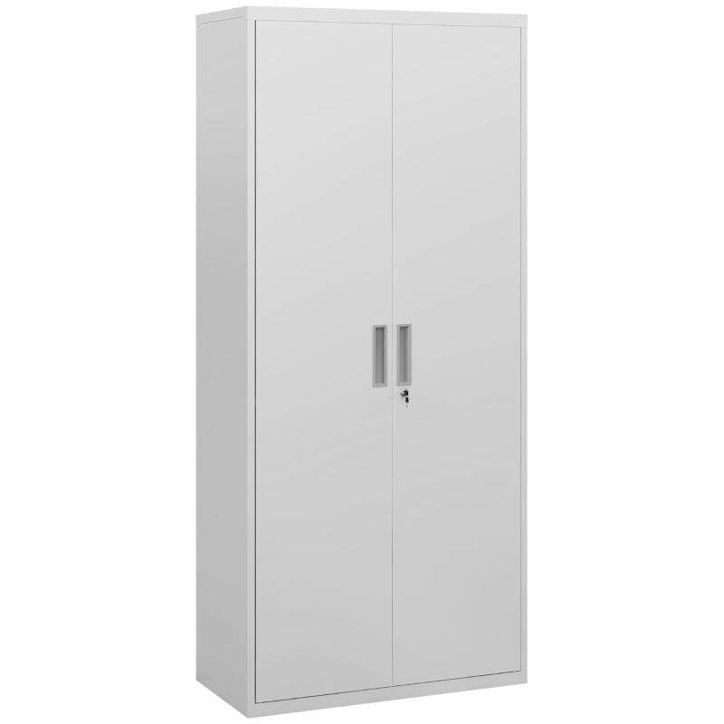 Lockable Metal Filing Cabinet - White Office Storage with 5 Adjustable Shelves for Secure Document Organization