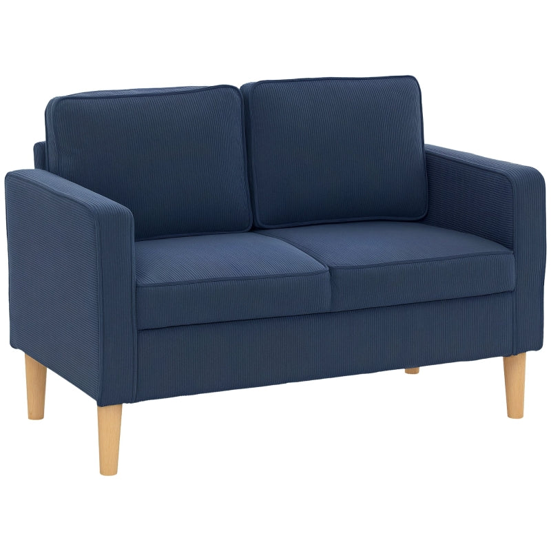 Small Blue Corduroy Two-Seater Sofa for Compact Living Spaces