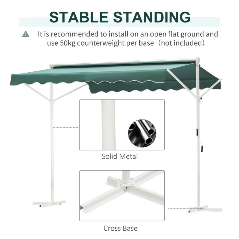 Green 300cm x 300cm Double Sided Free Standing Awning Canopy