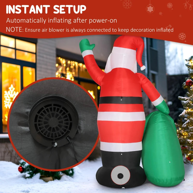 9ft Christmas Inflatable Santa with Bear Sack - Giant LED Blow Up Decoration for Indoor & Outdoor Holiday Home Decor