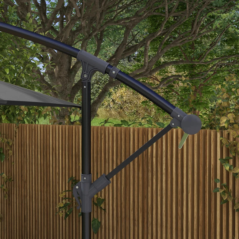 Grey 3m Overhanging Cantilever Parasol with Cross Base