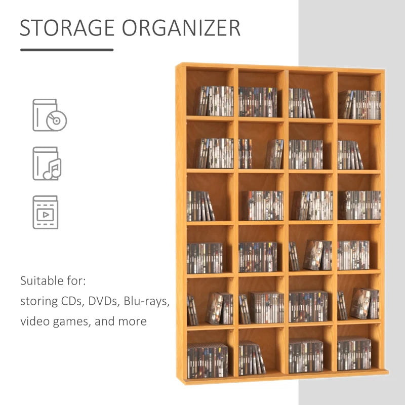 Adjustable CD Storage Unit - Beech Wood Finish, 89 x 130.5 cm, Perfect for Organizing Your Music Collection