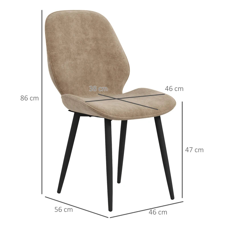 Light Brown Velvet Dining Chairs Set of 2 with Metal Legs - Stylish Dining Room & Living Room Seating