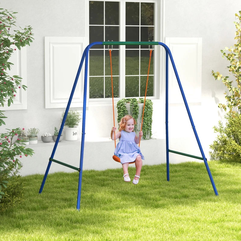 Two-In-One Toddler Garden Swing with Comfortable Seat and Safety Belt in Orange and Blue