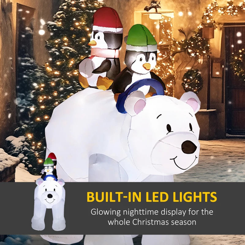 6.4ft Inflatable Polar Bear & Penguin Christmas Decoration - Festive Holiday Yard Inflatable for Outdoor Display