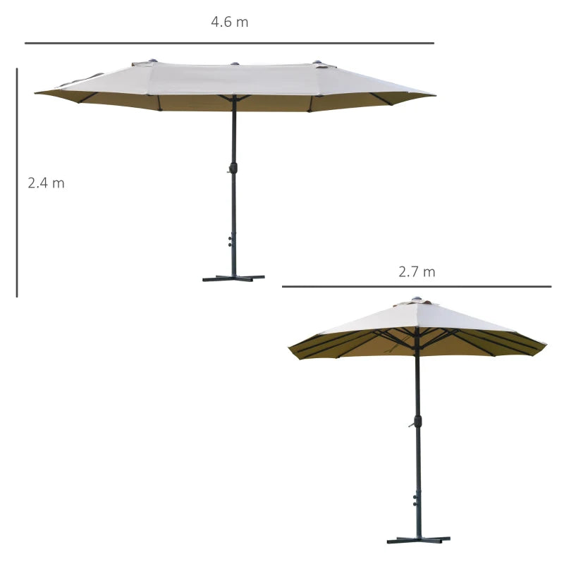 Khaki Double-sided Crank Sun Umbrella Canopy - 4.6M