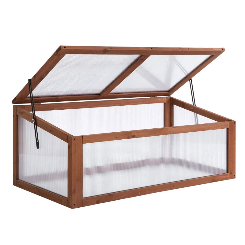 Brown Small Polycarbonate Greenhouse with Openable Top Cover, 100x65x40cm