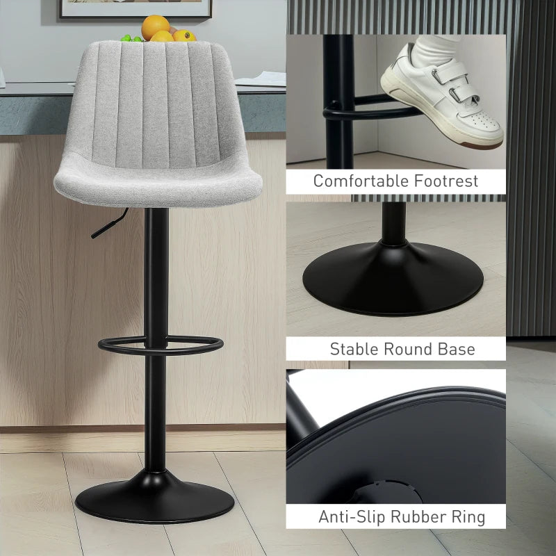 Set of 2 Grey Chenille-Feel Tub Bat Stools - Stylish, Comfortable, and Durable Bathroom Seating