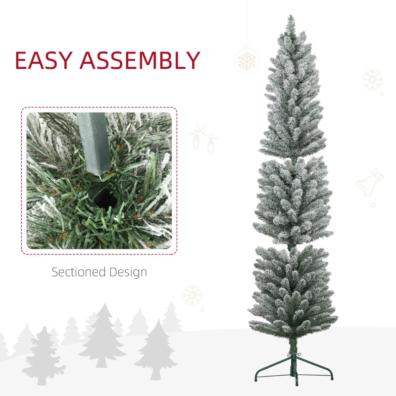6ft Snowy Pencil Christmas Tree - Artificial White Holiday Decor for Festive Home Decoration