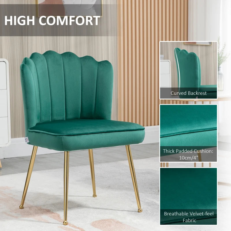 Velvet-Feel Green Shell Accent Chair for Stylish Living Room Decor