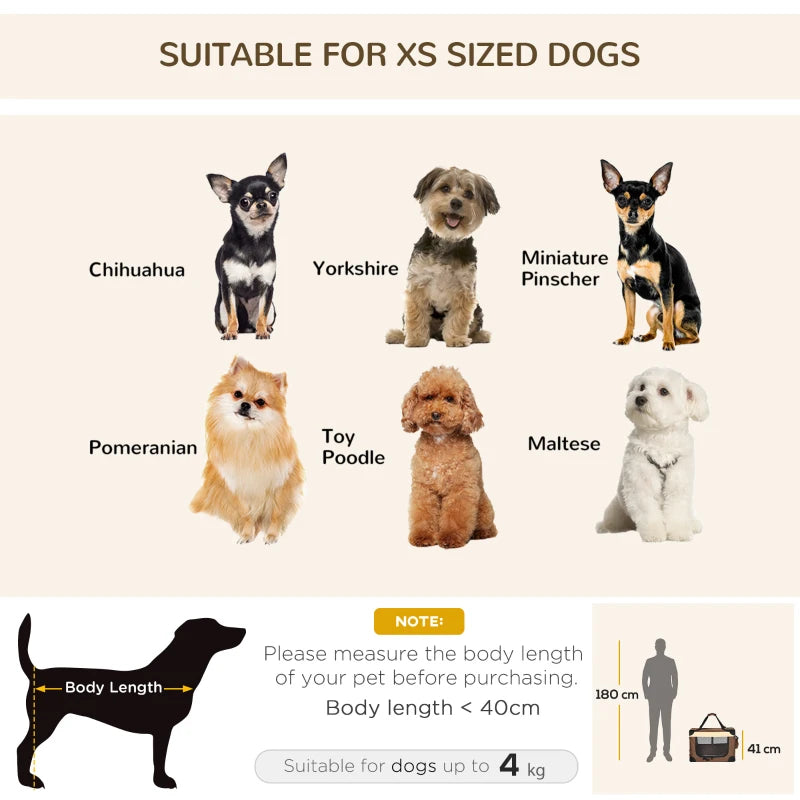60cm Foldable Pet Carrier with Cushion for Mini Dogs & Cats - Stylish Brown Travel Bag