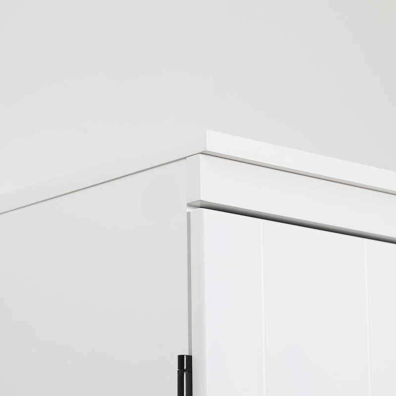 Freestanding 4-Door Tall Kitchen Storage Cabinet with Adjustable Shelves for Home Organization