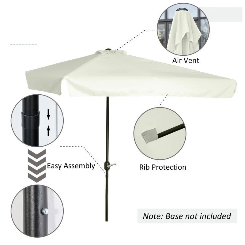 Off-White 2.3m Semi-Round Patio Umbrella with Crank Handle - Balcony Use (Base Not Included)